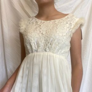 Cream Chiffon Formal Mini Dress